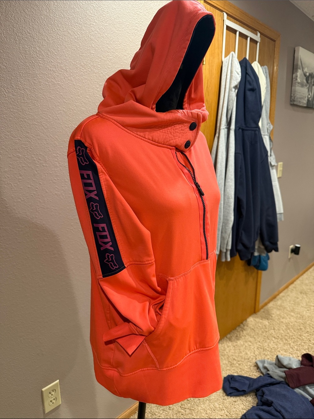 Fox Coral Pullover Hoodie Jacket with Black Sleeve Logo